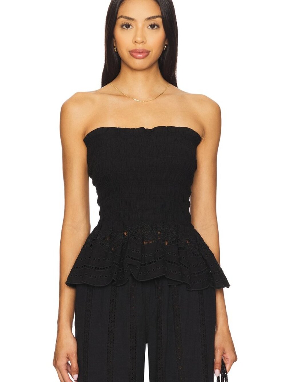 Damson Madder Eyelet Peplum Top